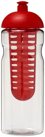 H2O Active® Base 650 ml Sportflasche mit Stülpdeckel und Infusor, transparent, rot bedrucken, Art.-Nr. 21004802