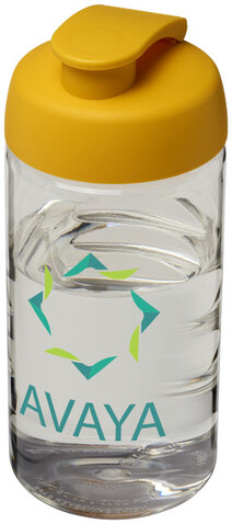 H2O Active® Bop 500 ml Sportflasche mit Klappdeckel, transparent, gelb bedrucken, Art.-Nr. 21005010