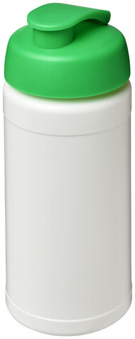 Baseline® Plus 500 ml Sportflasche mit Klappdeckel, weiss, grün bedrucken, Art.-Nr. 21006806
