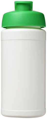 Baseline® Plus 500 ml Sportflasche mit Klappdeckel, weiss, grün bedrucken, Art.-Nr. 21006806