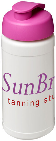 Baseline® Plus 500 ml Sportflasche mit Klappdeckel, weiss, rosa bedrucken, Art.-Nr. 21006808 Baseline® Plus 500 ml Sportflasche mit Klappdeckel, weiss, rosa bedrucken, Art.-Nr. 21006808