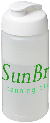Baseline® Plus 500 ml Sportflasche mit Klappdeckel, transparent, weiss bedrucken, Art.-Nr. 21006816