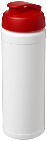 Baseline® Plus 750 ml Flasche mit Klappdeckel, weiss, rot bedrucken, Art.-Nr. 21007003