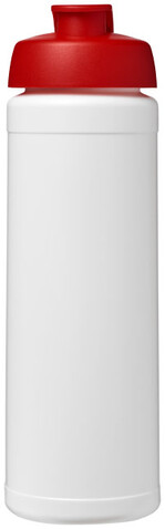 Baseline® Plus 750 ml Flasche mit Klappdeckel, weiss, rot bedrucken, Art.-Nr. 21007003