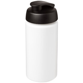 Baseline® Plus grip 500 ml Sportflasche mit Klappdeckel, weiss, schwarz bedrucken, Art.-Nr. 21007200 Baseline® Plus grip 500 ml Sportflasche mit Klappdeckel, weiss, schwarz bedrucken, Art.-Nr. 21007200