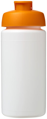 Baseline® Plus grip 500 ml Sportflasche mit Klappdeckel, weiss, orange bedrucken, Art.-Nr. 21007207