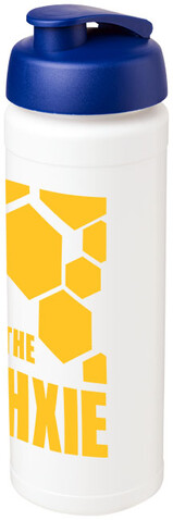 Baseline® Plus grip 750 ml Sportflasche mit Klappdeckel, weiss, blau bedrucken, Art.-Nr. 21007402 Baseline® Plus grip 750 ml Sportflasche mit Klappdeckel, weiss, blau bedrucken, Art.-Nr. 21007402