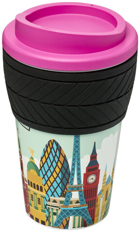 Brite-Americano® 350 ml Isolierbecher mit Schutzring Reifen-Design, magenta bedrucken, Art.-Nr. 21008809 Brite-Americano® 350 ml Isolierbecher mit Schutzring Reifen-Design, magenta bedrucken, Art.-Nr. 21008809
