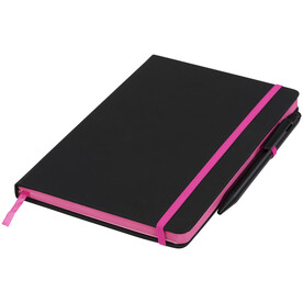 Noir Edge A5 Notizbuch mit farbigem Rand, schwarz, rosa bedrucken, Art.-Nr. 21021002