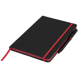 Noir Edge A5 Notizbuch mit farbigem Rand, schwarz, rot bedrucken, Art.-Nr. 21021004