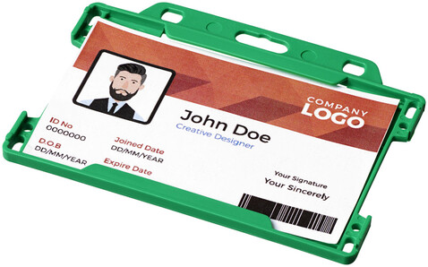 Vega Kartenhalter aus Kunststoff, grün bedrucken, Art.-Nr. 21060203