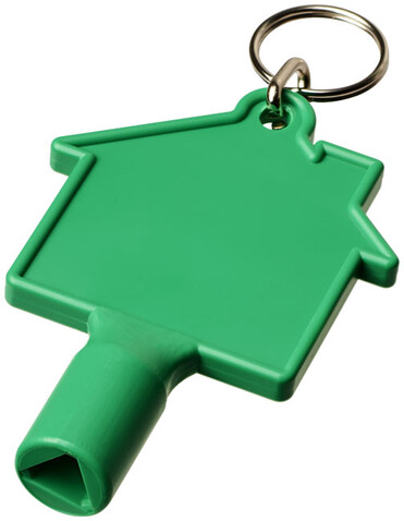 Maximilian Universalschlüssel in Hausform als Schlüsselanhänger, grün bedrucken, Art.-Nr. 21087101