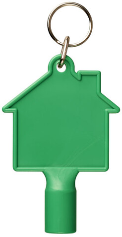 Maximilian Universalschlüssel in Hausform als Schlüsselanhänger, grün bedrucken, Art.-Nr. 21087101