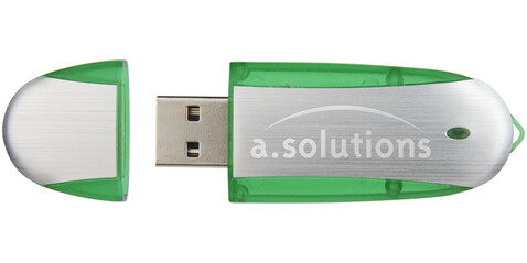 Memo USB-Stick, apfelgrün, silber, 8GB bedrucken, Art.-Nr. 1Z30580H