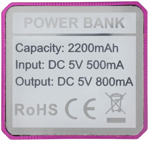 Powerbank WS101 2200/2600 mAh, rosa, 2200mAh bedrucken, Art.-Nr. 1Z70621C