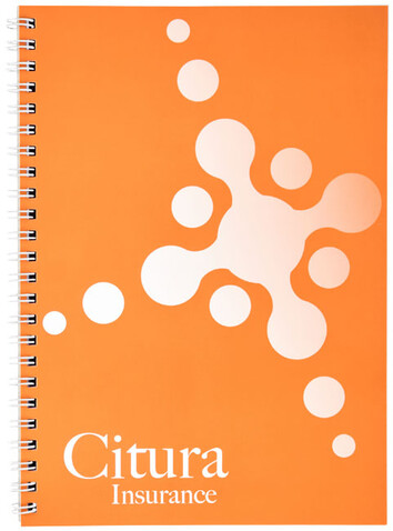 Desk-Mate® A5 Notizbuch mit Kunststoff Cover und Spiralbindung, weiss bedrucken, Art.-Nr. 21271000