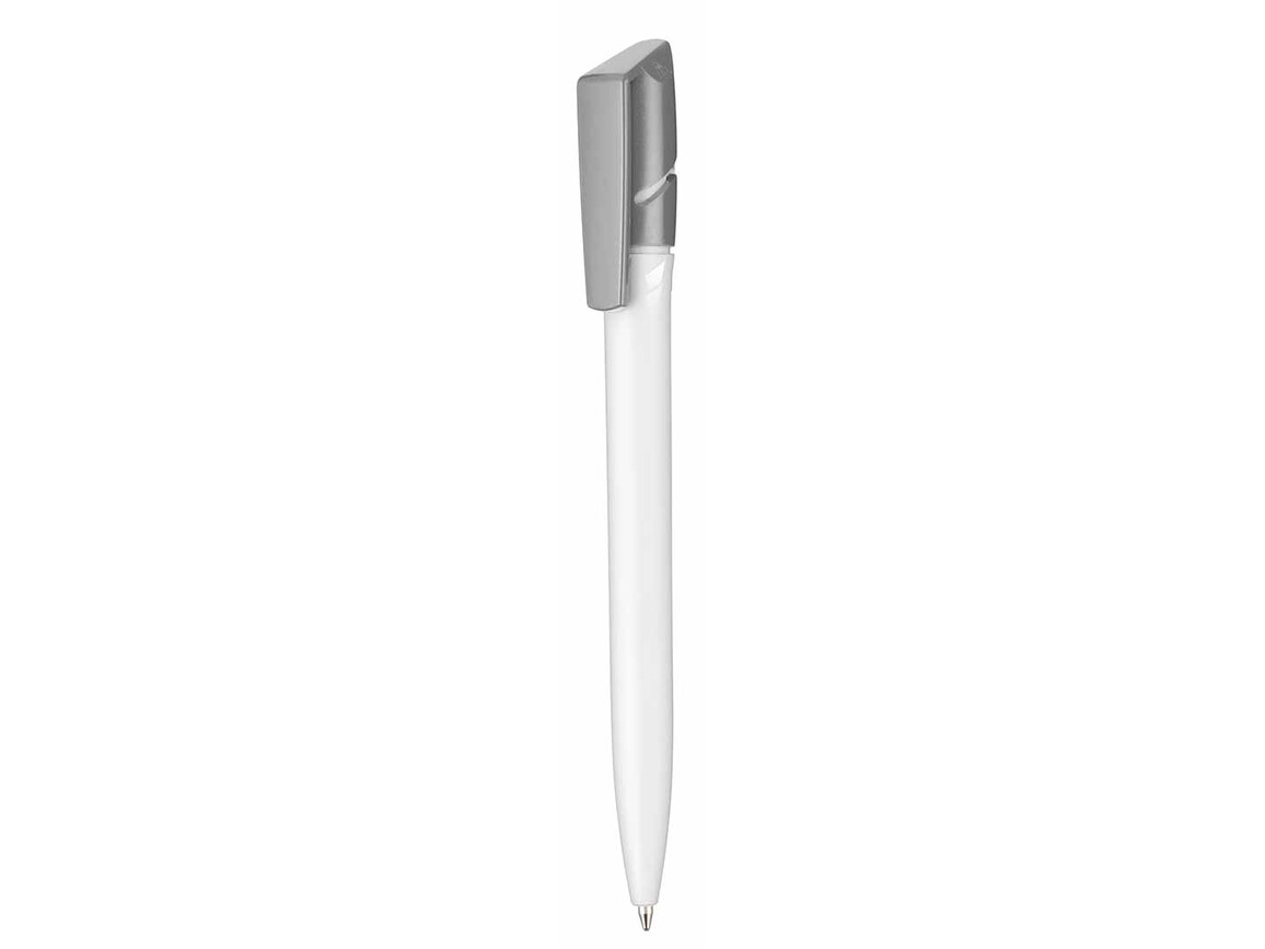 Kugelschreiber TWISTER–weiss/stein-grau bedrucken, Art.-Nr. 00040_0101_1400