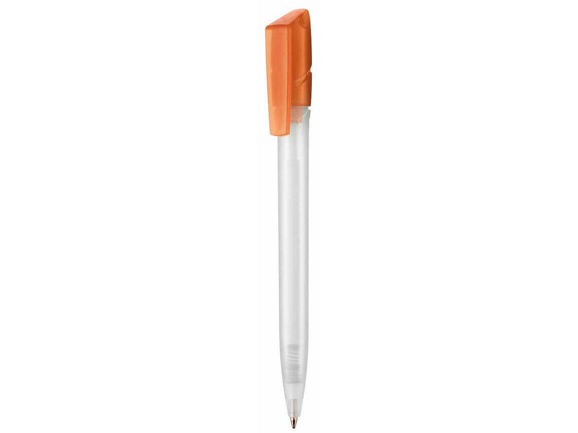 Kugelschreiber TWISTER FROZEN–frost-weiss /mandarin-orange bedrucken, Art.-Nr. 00041_3100_3517