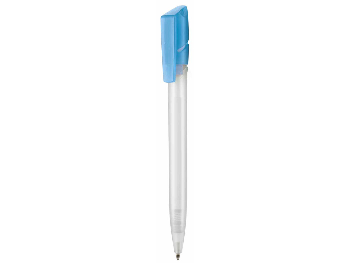 Kugelschreiber TWISTER FROZEN–frost-weiss TR/FR/caribic-blau TR/FR bedrucken, Art.-Nr. 00041_3100_4110