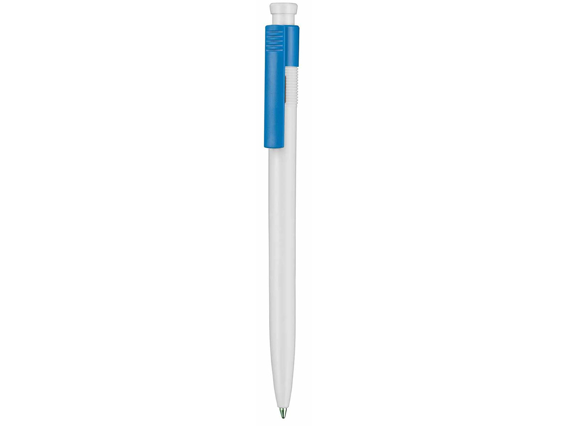 Kugelschreiber HOT–weiss/himmel-blau bedrucken, Art.-Nr. 00110_0101_1301