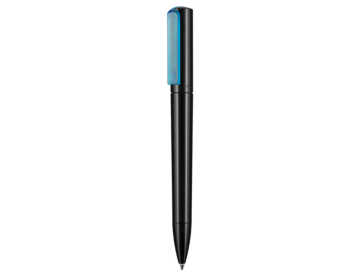 Kugelschreiber SPLIT–schwarz/neon-blau transparent bedrucken, Art.-Nr. 00126_1500_1391
