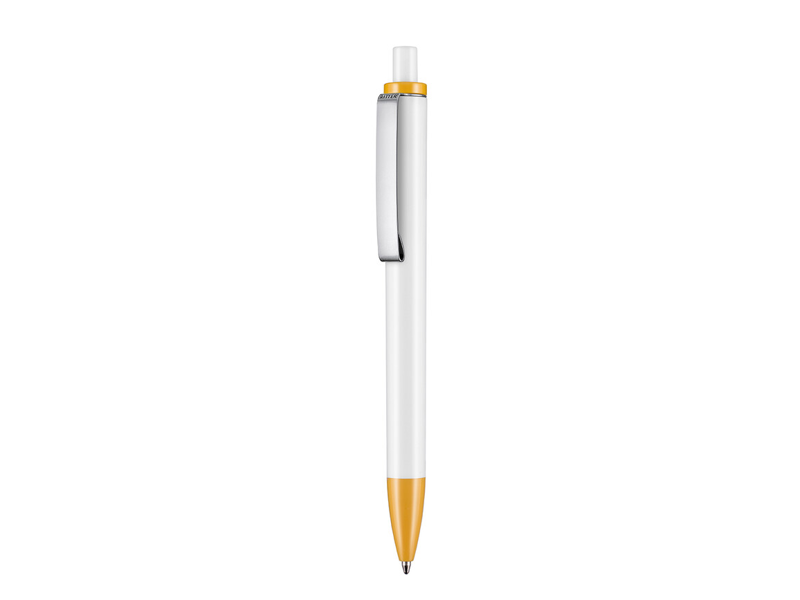 Kugelschreiber EXOS P–weiss/apricot-gelb bedrucken, Art.-Nr. 07610_0101_0201