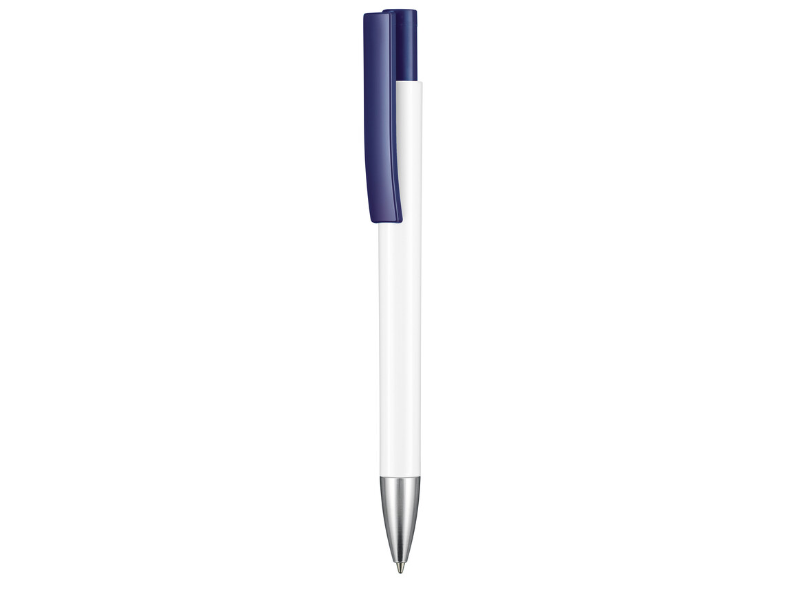 Kugelschreiber STRATOS–weiss/azur-blau bedrucken, Art.-Nr. 07900_0101_1300