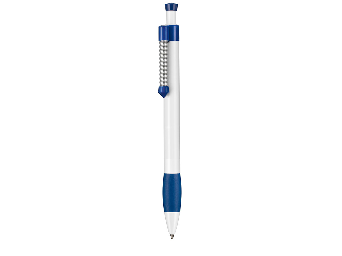 Kugelschreiber SPRING GRIPPY–weiss/azur-blau bedrucken, Art.-Nr. 08138_0101_1300