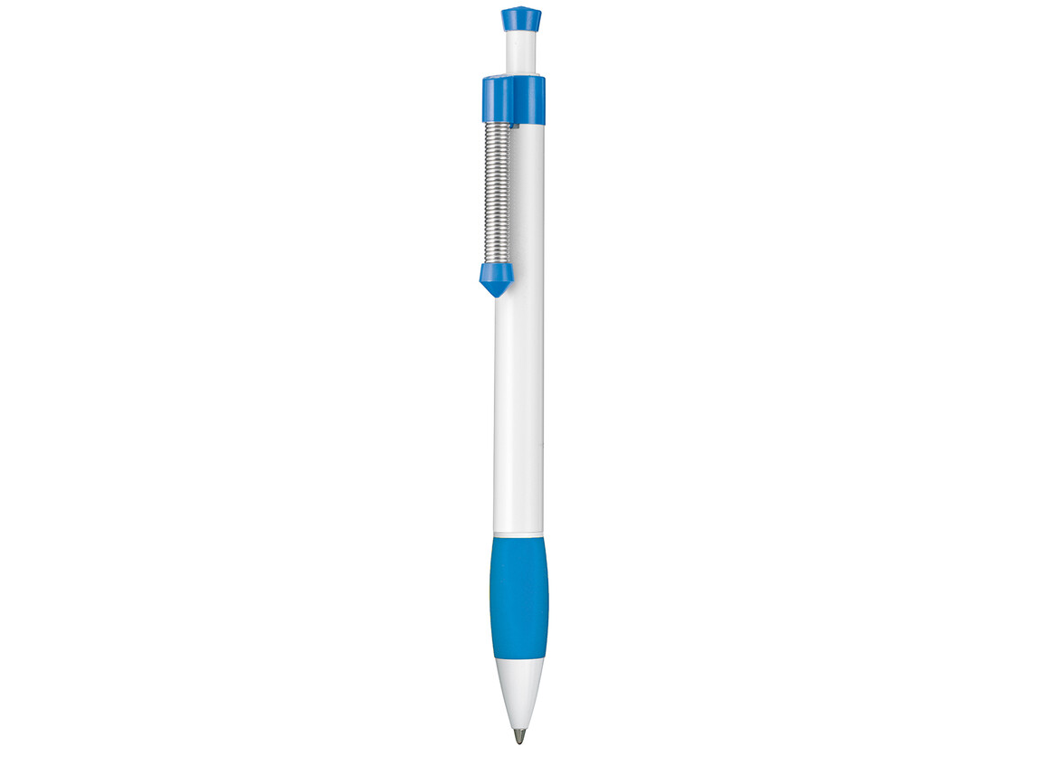 Kugelschreiber SPRING GRIPPY–weiss/himmel-blau bedrucken, Art.-Nr. 08138_0101_1301