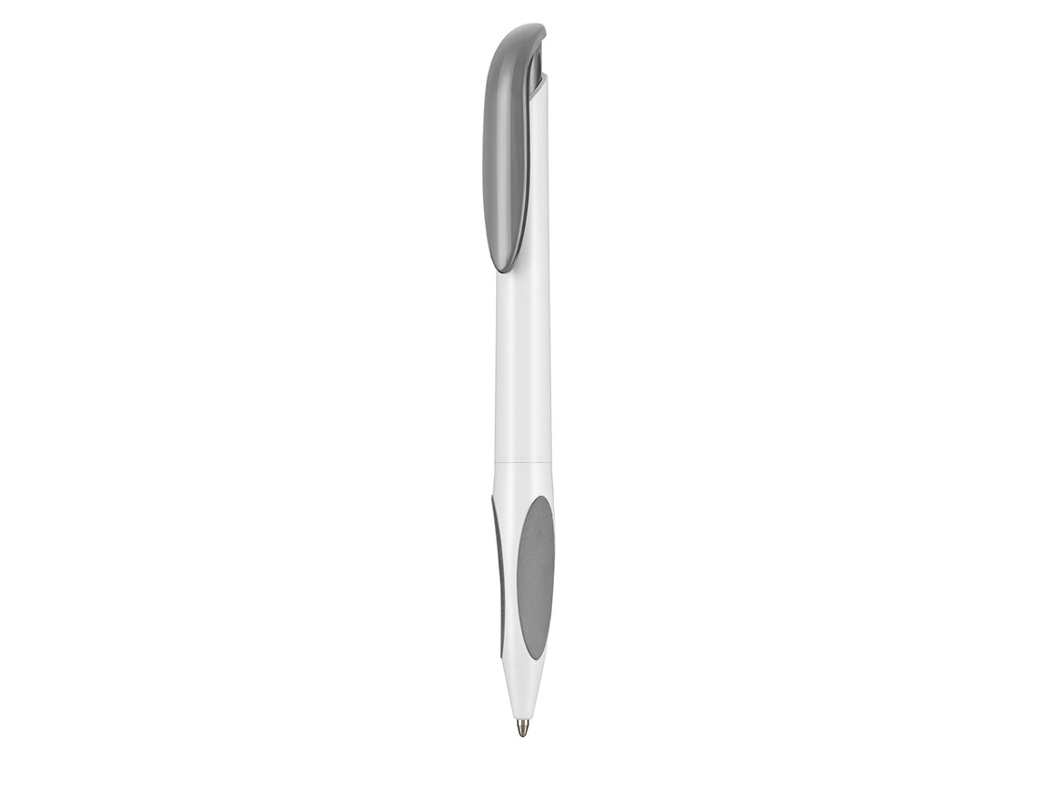 Kugelschreiber ATMOS–weiss/stein-grau bedrucken, Art.-Nr. 08300_0101_1400