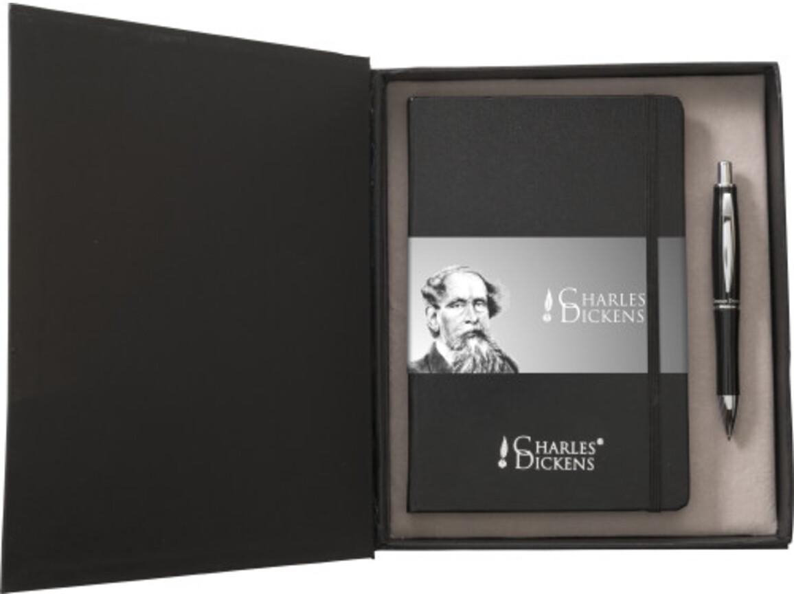 Charles Dickens Schreibset 'Notary' – Schwarz bedrucken, Art.-Nr. 001999999_0976