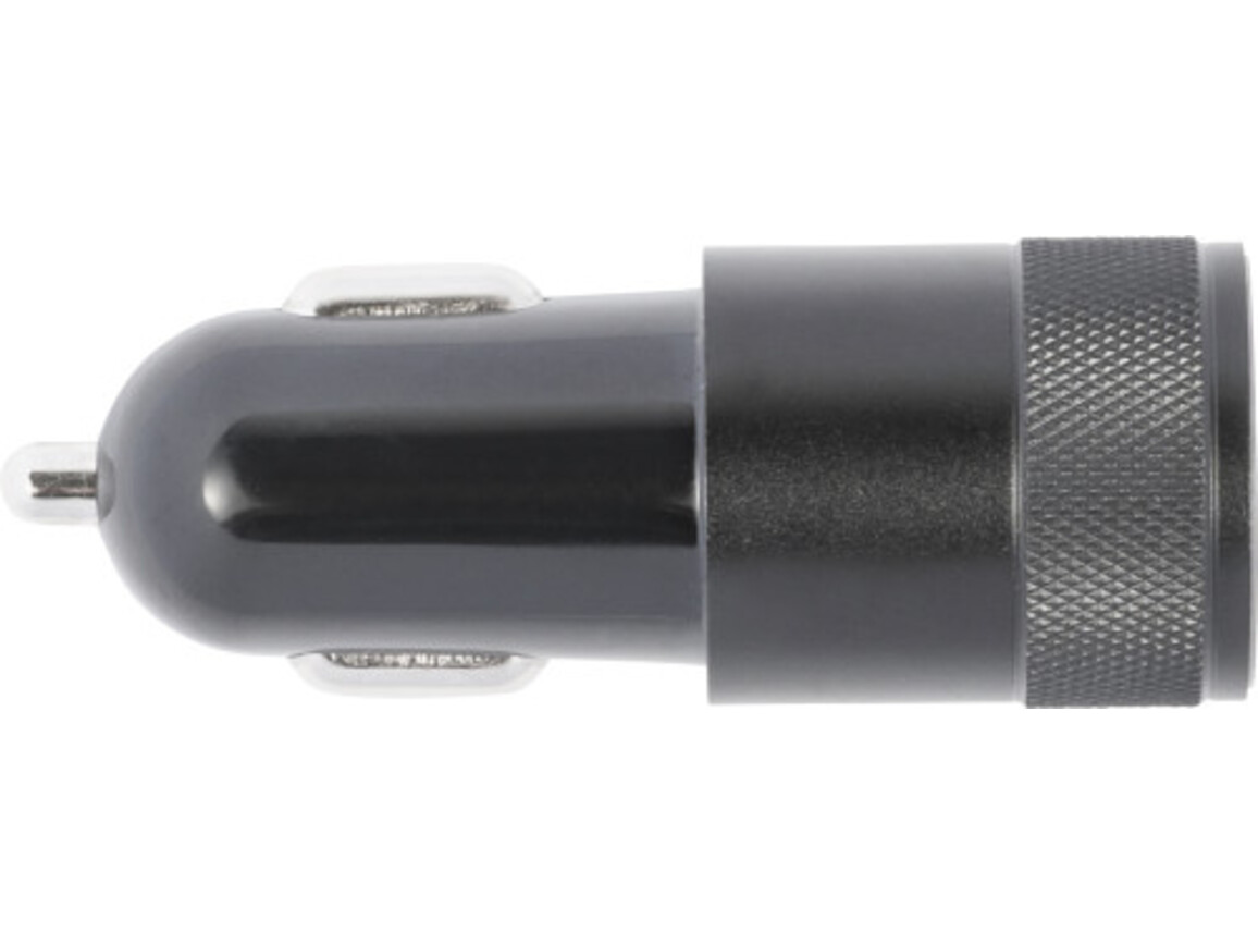 KFZ-Ladestecker 'Strong' aus ABS-Kunststoff ink. USB & USB-C – Schwarz bedrucken, Art.-Nr. 001999999_8268