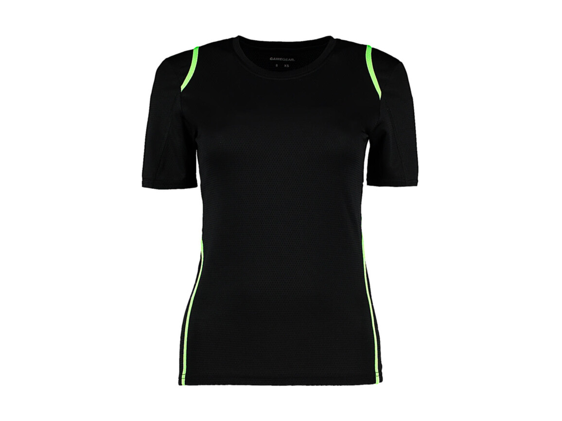 Kustom Kit Women`s Regular Fit Cooltex® Contrast Tee, Black/Fluorescent Lime, XL bedrucken, Art.-Nr. 002111615