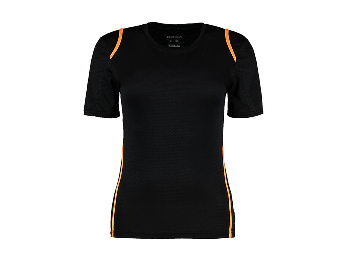 Kustom Kit Women`s Regular Fit Cooltex® Contrast Tee, Black/Fluorescent Orange, L bedrucken, Art.-Nr. 002111684