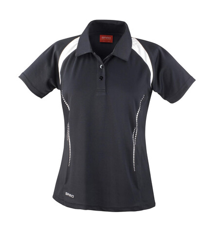 Result Ladies` Spiro Team Spirit Polo, Black/White, L bedrucken, Art.-Nr. 019331505