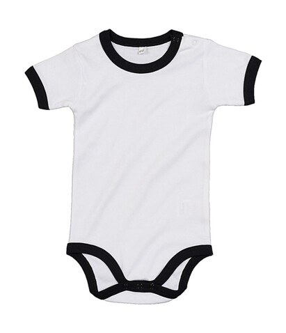 BabyBugz Baby Ringer Bodysuit, White/Black, 6-12 bedrucken, Art.-Nr. 019470563