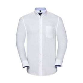 Russell Europe Men`s LS Tailored Washed Oxford Shirt, White/Oxford Blue, S bedrucken, Art.-Nr. 020000533 Russell Europe Men`s LS Tailored Washed Oxford Shirt, White/Oxford Blue, S bedrucken, Art.-Nr. 020000533