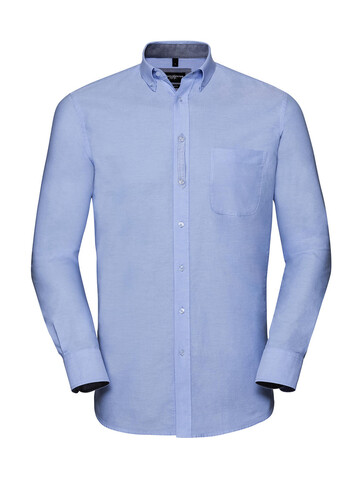 Russell Europe Men`s LS Tailored Washed Oxford Shirt, Oxford Blue/Oxford Navy, 4XL bedrucken, Art.-Nr. 020003549