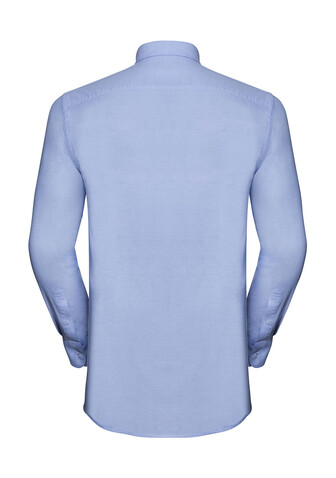 Russell Europe Men`s LS Tailored Washed Oxford Shirt, White/Oxford Blue, L bedrucken, Art.-Nr. 020000535