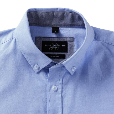 Russell Europe Men`s LS Tailored Washed Oxford Shirt, Oxford Navy/Oxford Blue, S bedrucken, Art.-Nr. 020002583
