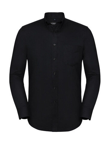 Russell Europe Men`s LS Tailored Button-Down Oxford Shirt, Black, S bedrucken, Art.-Nr. 021001013