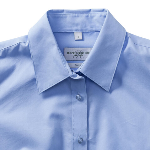 Russell Europe Ladies` LS Tailored Coolmax® Shirt, Light Blue, XL bedrucken, Art.-Nr. 024003216
