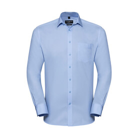 Russell Europe Men`s LS Tailored Coolmax® Shirt, Light Blue, 2XL bedrucken, Art.-Nr. 025003217