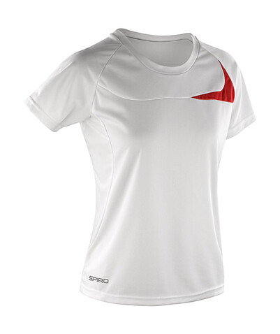Result Spiro Ladies` Dash Training Shirt, White/Red, XL bedrucken, Art.-Nr. 025330576