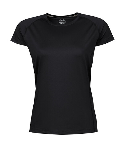 Tee Jays COOLdry Ladies` Tee, Black, XL bedrucken, Art.-Nr. 077541016