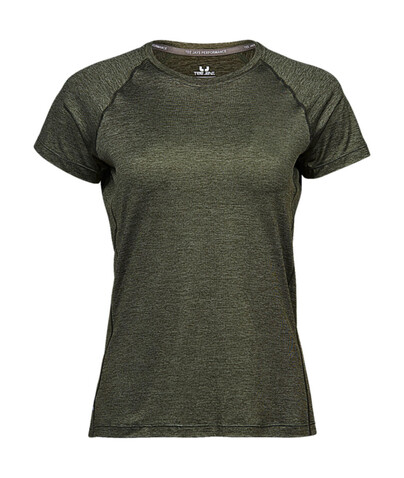 Tee Jays COOLdry Ladies` Tee, Olive Melange, 2XL bedrucken, Art.-Nr. 077545337