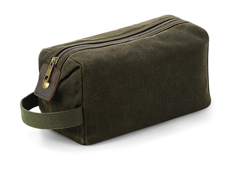 Quadra Heritage Waxed Canvas Wash Bag, Olive Green, One Size bedrucken, Art.-Nr. 079305300