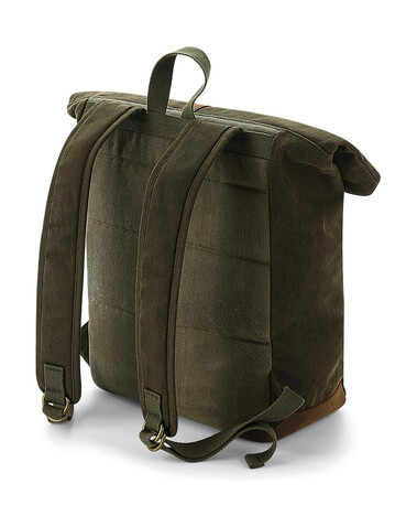 Quadra Heritage Waxed Canvas Backpack, Olive Green, One Size bedrucken, Art.-Nr. 081305300
