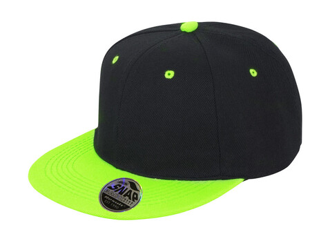 Result Caps Bronx Original Flat Peak Dual Color, Black/Lime, One Size bedrucken, Art.-Nr. 082341710