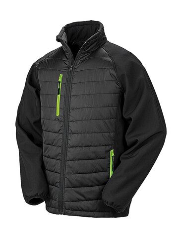 Result Compass Padded Softshell, Black/Lime, 4XL bedrucken, Art.-Nr. 084331719